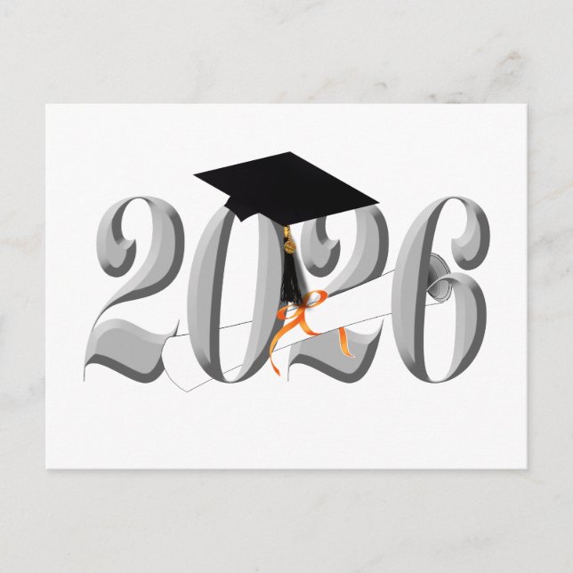 Classic Silver Class of 2026 Graduation Postcard (Front)