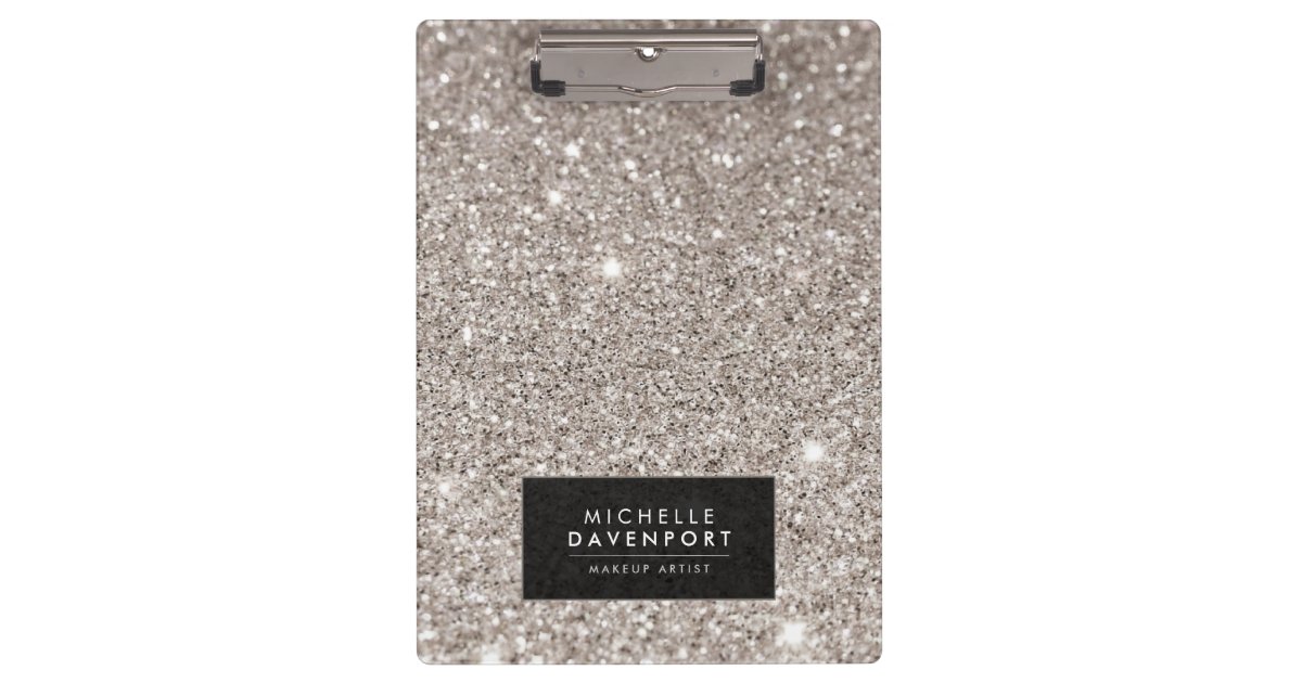 Classic Silver Glitter Personalized Clipboard Zazzle