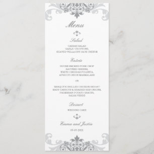 Classic Silver Grey Elegant Ironworks Wedding Menu