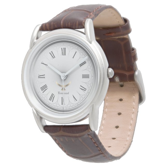 Classic Silver tone Religious Dove Custom Watch (Angled)