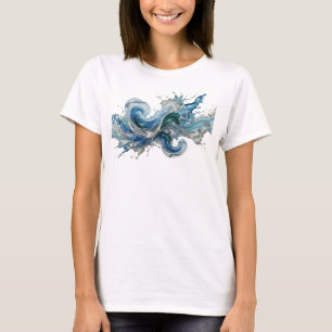 Classic Silver WATER SPLASH Artistic Motif T-Shirt