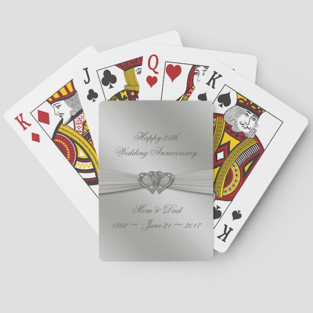 Classic Silver Wedding Anniversary Playing Cards (Back)