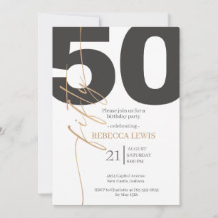 Classic Simple 50th Modern Adult Birthday Invitation