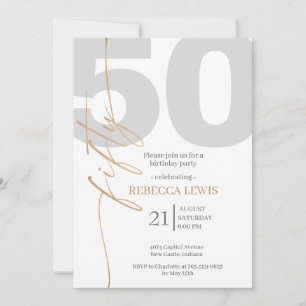 Classic Simple 50th Modern Adult Birthday Invitation