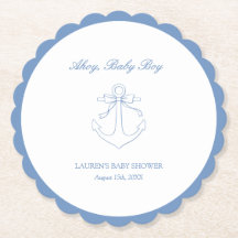 Classic Simple Ahoy Baby Boy Elegant Shower