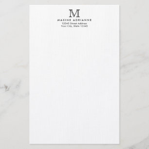 Classic Simple Basic Modern Monogram Name Address Stationery