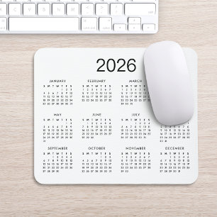 Classic Simple Black And White 2024 Calendar Mouse Pad