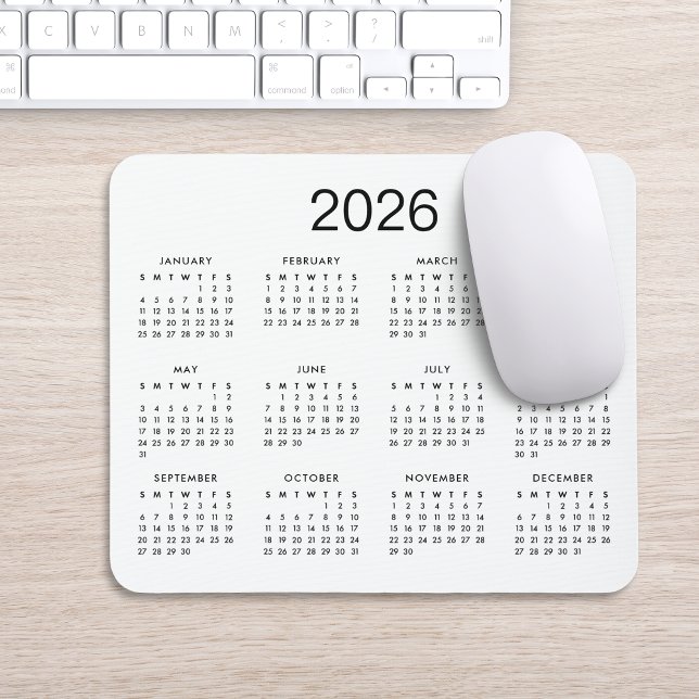 Classic Simple Black And White 2024 Calendar Mouse Pad (Creator Uploaded)