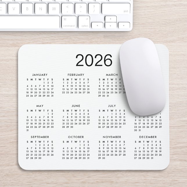 Classic Simple Black And White 2024 Calendar Mouse Pad (Creator Uploaded)