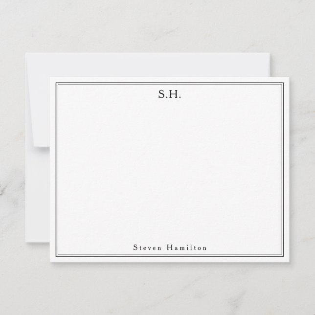 Classic Simple Black Monogram Name Minimalist Chic Card (Front)