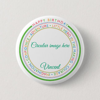 Classic Simple Custom Photo Happy Birthday  2 Inch Round Button