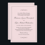 Classic Simple Elegance Blush Pink Wedding Invitation<br><div class="desc">A tasteful wedding invitation with classic simplicity, this design features a thin lined border surrounding your text and embellished with calligraphy flourishes. The light blush pink background is a popular choice in wedding colour schemes. You can add, remove or adjust the placement of the text to suit your needs. All...</div>