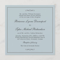 Classic Simple Elegance Dusty Blue Square Wedding