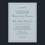 Classic Simple Elegance Dusty Blue Wedding Invitation<br><div class="desc">A tasteful wedding invitation with classic simplicity, this design features a thin lined border surrounding your text and embellished with calligraphy flourishes. The dusty blue background is a popular choice in wedding colour schemes. You can add, remove or adjust the placement of the text to suit your needs. All of...</div>
