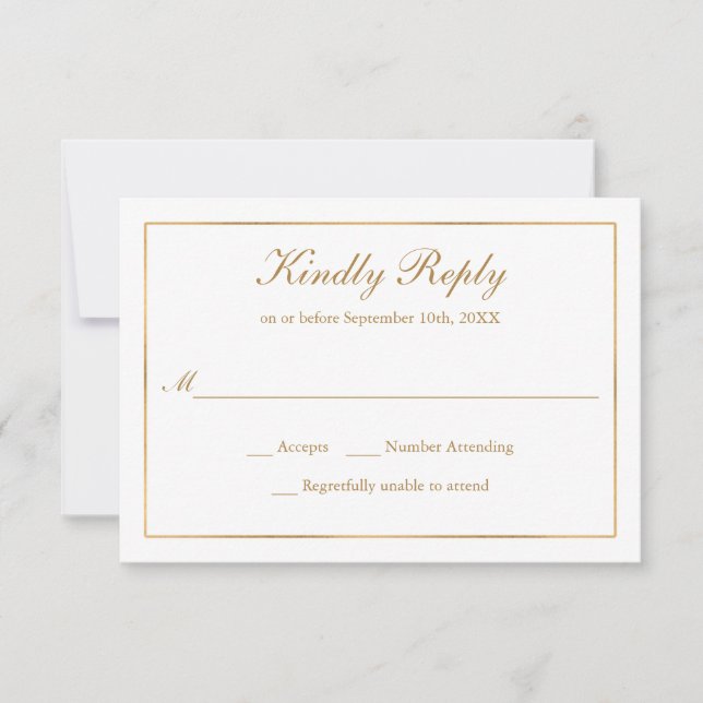 Classic Simple Elegance Gold RSVP (Devant)