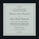 Classic Simple Elegance Sage Green Square Wedding Invitation<br><div class="desc">A tasteful wedding invitation with classic simplicity, this square shaped wedding invitation design in sage green features a thin lined border surrounding your text and embellished with calligraphy flourishes. You can add, remove or adjust the placement of the text to suit your needs. Since all of the text can be...</div>