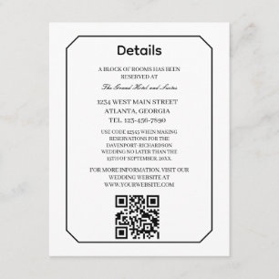 Classic Simple Elegance Wedding Info - Details Enclosure Card