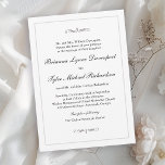 Classic Simple Elegance Wedding Invitation<br><div class="desc">A tasteful wedding invitation with classic simplicity, this design features a thin silver lined border surrounding your text and embellished with calligraphy flourishes. You can add, remove or adjust the placement of the text to suit your needs. The ever popular white background adds to the clean simplicity of this design....</div>