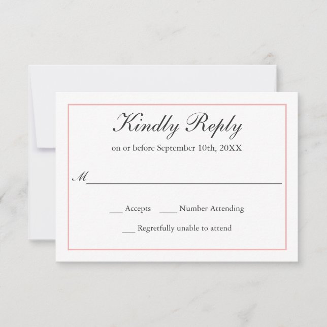 Classic Simple Elegance Wedding RSVP Blush Border (Front)