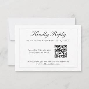 Classic Simple Elegance Wedding RSVP with QR Code Card