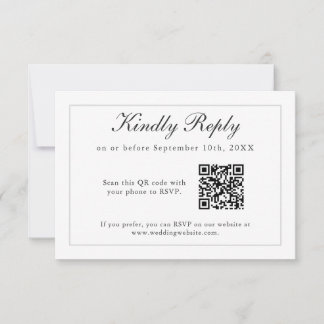Classic Simple Elegance Wedding RSVP with QR Code Card