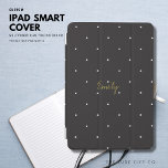 Classic Simple Elegant Black and White Polka Dot iPad Mini Cover<br><div class="desc">This cover is in black with small white polka dots.  Make it yours and personalise it with your name which is in a brass/gold tone colour in an elegant handwritten style script.</div>