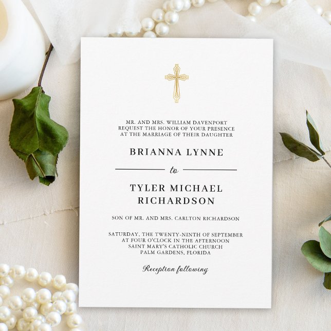 Classic Simple Elegant Christian Cross Wedding Invitation (Creator Uploaded)