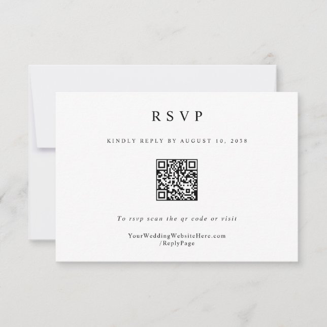 Classic Simple Elegant Modern Wedding QR Code RSVP Card (Front)