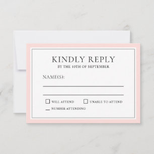 Classic Simple Elegant RSVP Bleu Pink Edging