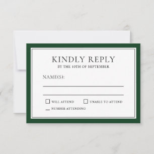 Classic Simple élégant RSVP Forest Green Edging