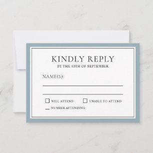 Classic Simple Elegant RSVP with Dusty Blue Edging