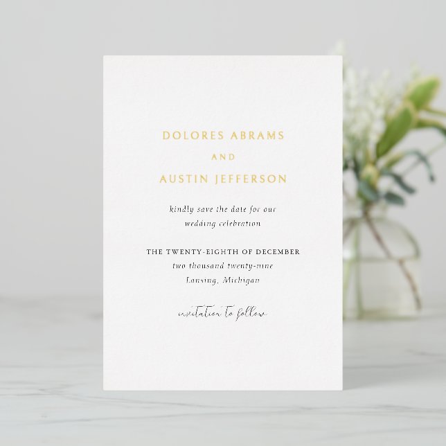 Classic Simple Elegant Wedding Save the Date (Standing Front)