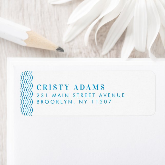 Classic Simple Formal Blue 3 Monogram Wave Border (Insitu)
