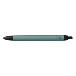 Classic Simple Green Monogram Stationery Black Ink Pen