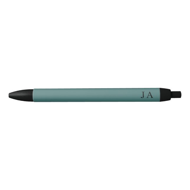 Classic Simple Green Monogram Stationery Black Ink Pen (Front)