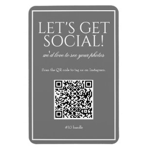 Classic Simple Grey QR Code Social Media Magnet