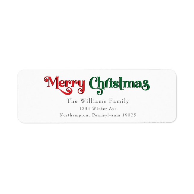 Classic Simple Joyeux Noël Adresse de retour (Devant)