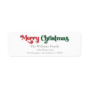 Classic Simple Joyeux Noël Adresse de retour