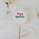 Classic Simple Merry Christmas Gift Classic Round Sticker<br><div class="desc">Celebrate the season with this unique, classic simple Merry Christmas gift classic round sticker featuring a touch of vintage charm. The minimalist design showcases an elegant red and green colour palette, evoking the cozy spirit of winter. Its modern and fun appeal, paired with the traditional wording, creates a perfect balance...</div>