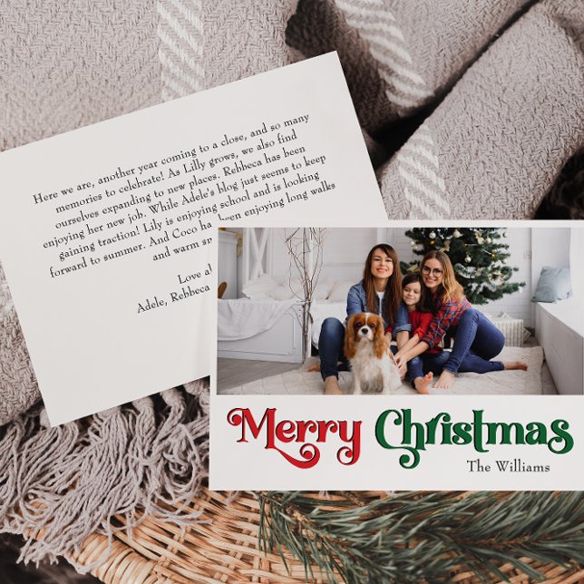 Classic Simple Merry Christmas Large One Photo Holiday Card (Creator Uploaded)