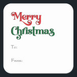 Classic Simple Merry Christmas To From Square Sticker<br><div class="desc">Celebrate the season with this unique, classic simple Merry Christmas to from square sticker featuring a touch of vintage charm. The minimalist design showcases an elegant red and green colour palette, evoking the cozy spirit of winter. Its modern and fun appeal, paired with the traditional wording, creates a perfect balance...</div>