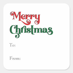 Classic Simple Merry Christmas To From Square Sticker