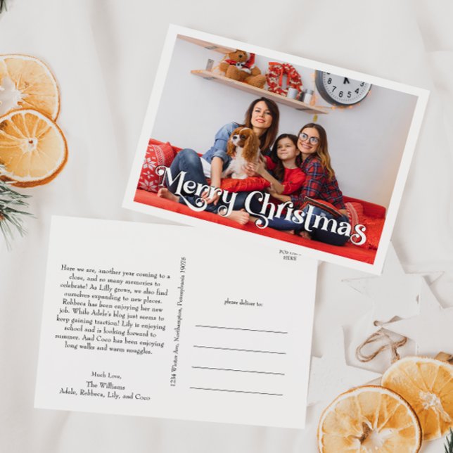 Classic Simple Merry Christmas Year In Review Holiday Postcard (Creator Uploaded)