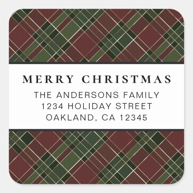 Classic Simple Minimalist Red and Green Christmas  Square Sticker (Front)