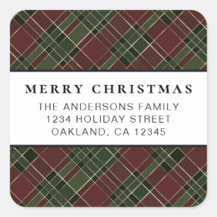 Classic Simple Minimalist Red and Green Christmas Square Sticker