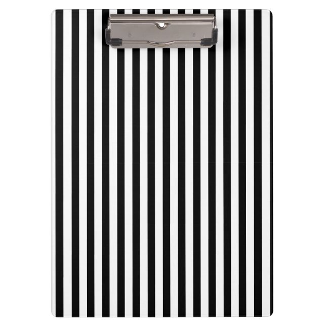 Classic Simple Modern Black and White Striped  Clipboard (Front)
