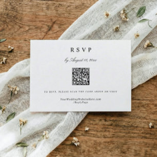 Classic Simple Modern Elegant Wedding QR Code RSVP Card