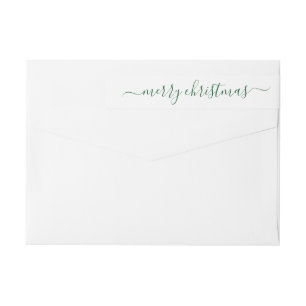 Classic Simple Modern Green Merry Christmas Script Wrap Around Label