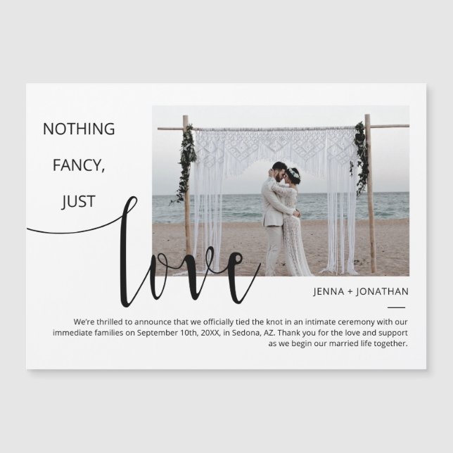 Classic Simple Modern Minimal Script Photo Magnet (Front)