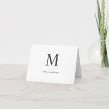 Classic Simple Modern Monogram Folded Note Card
